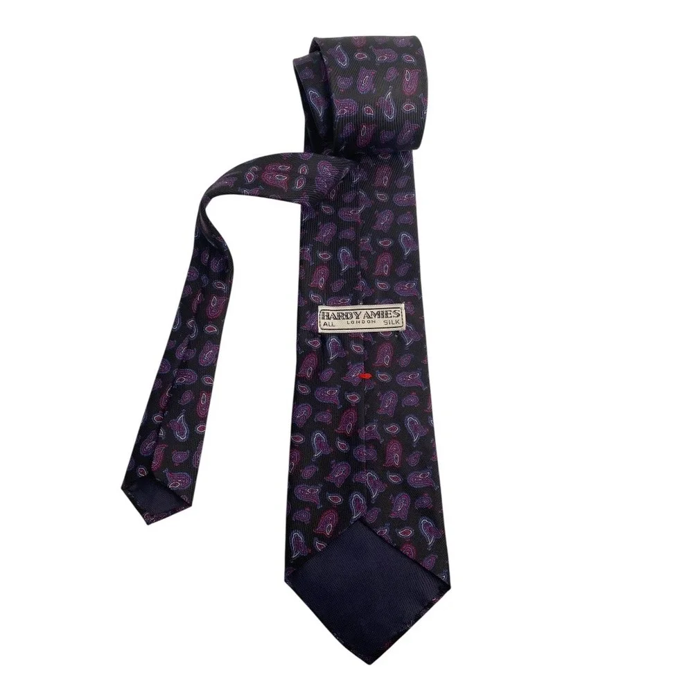 Hardy Amies London Silk Necktie Mens Paisley Pattern Business Formal‎ A20Q